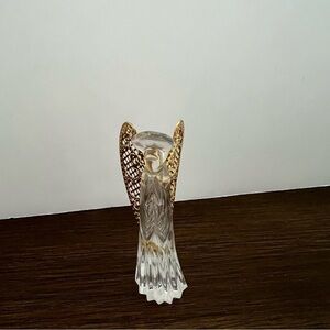 Vintage Gorham Lead Crystal Angel with Gold Wings Ornament West Germany